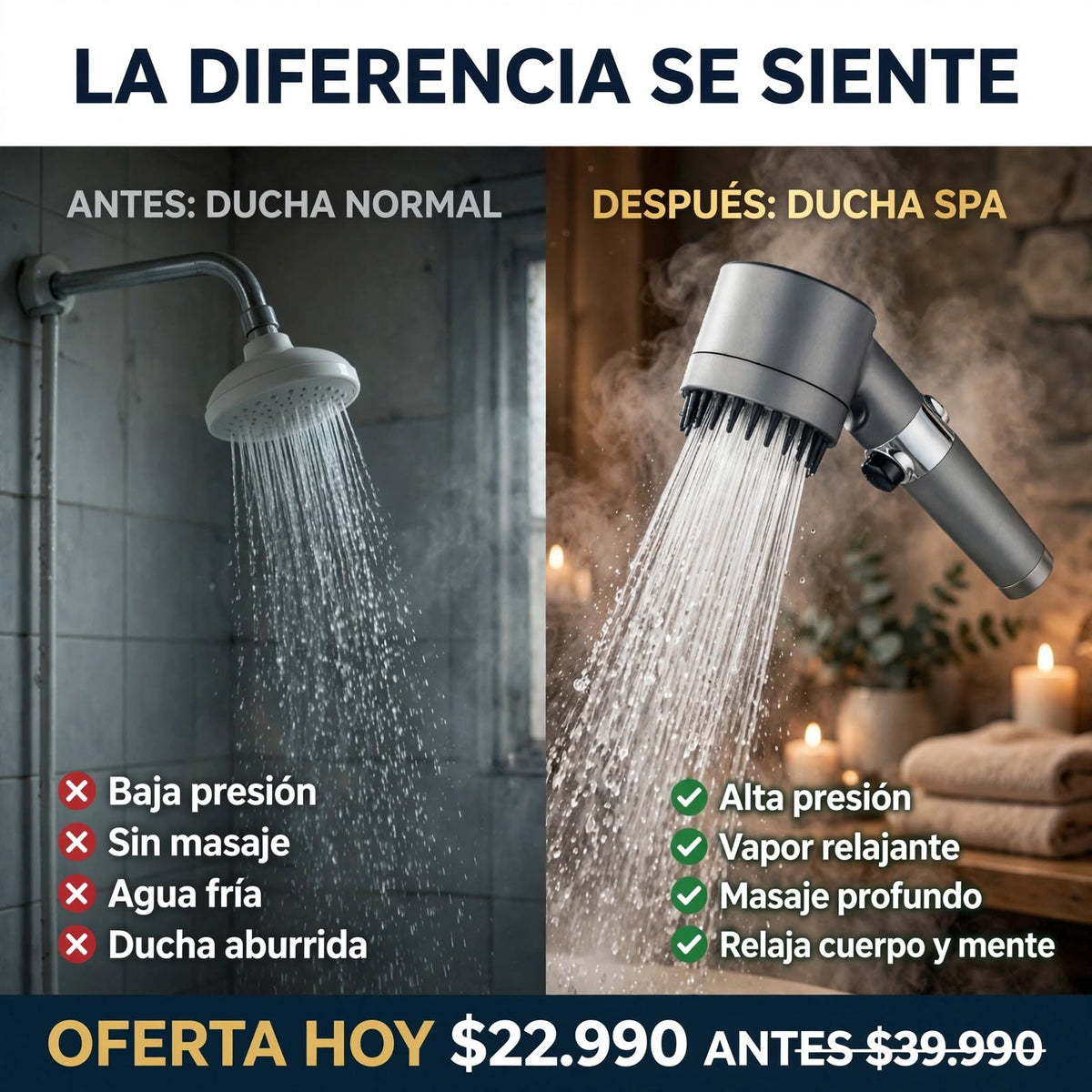 Ducha SPA Masajeadora 3 Modos