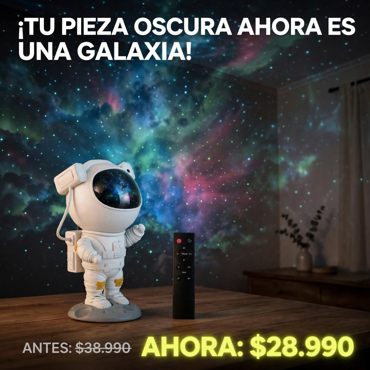LAMPARA ASTRONAUTA PROYECTOR DE GALAXIA