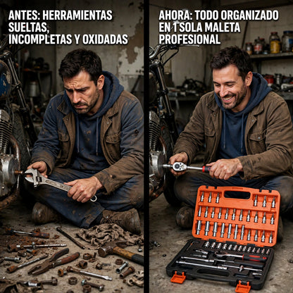 LLAVE INGLESA CON 53 JUEGOS DE DADOS