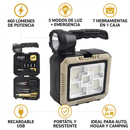 LINTERNA CARGA SOLAR KIT HERRAMIENTAS