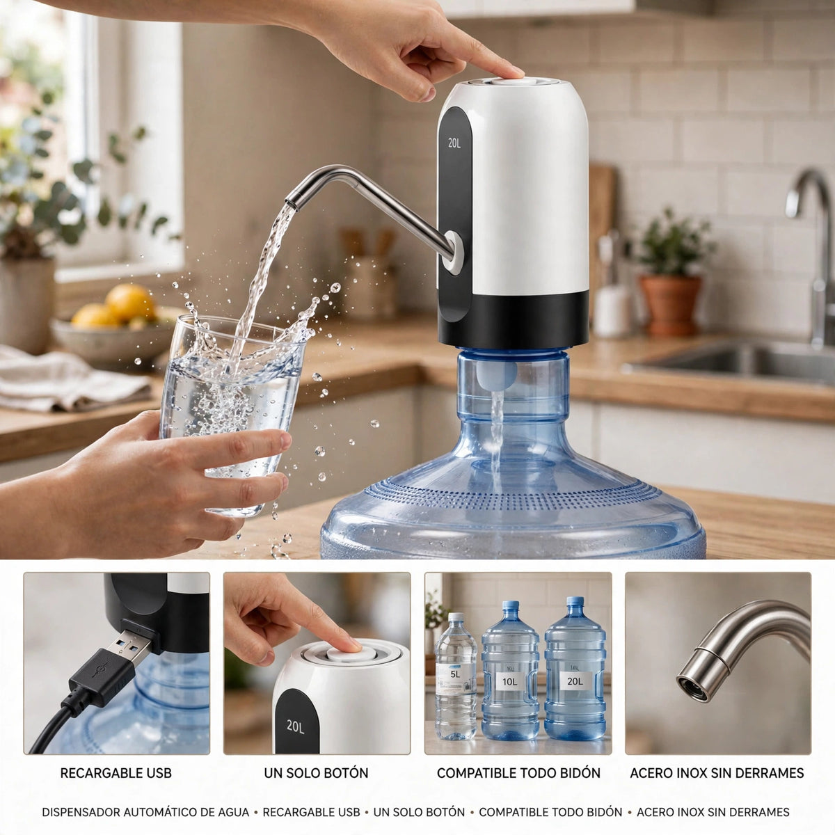DISPENSADOR DE AGUA RECARGABLE USB