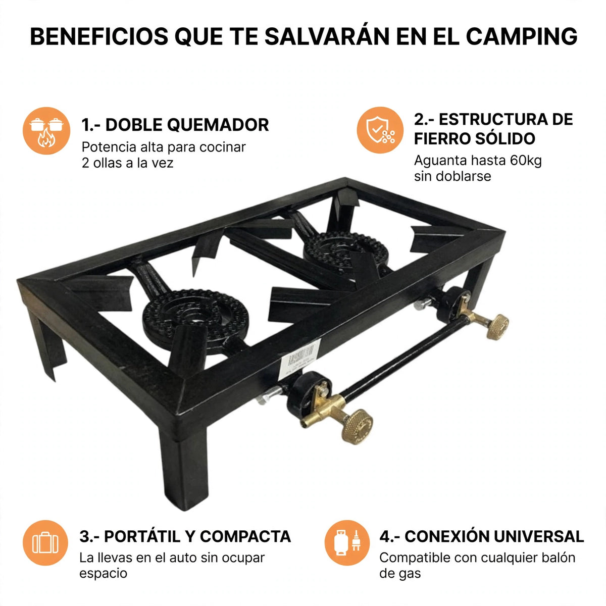 MINI COCINA A GAS 2 QUEMADORES