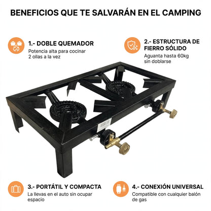 MINI COCINA A GAS 2 QUEMADORES