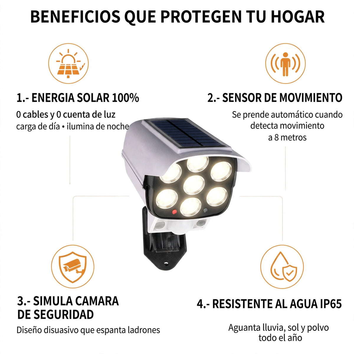 PACK X3 FOCO SOLAR TIPO CAMARA SENSOR